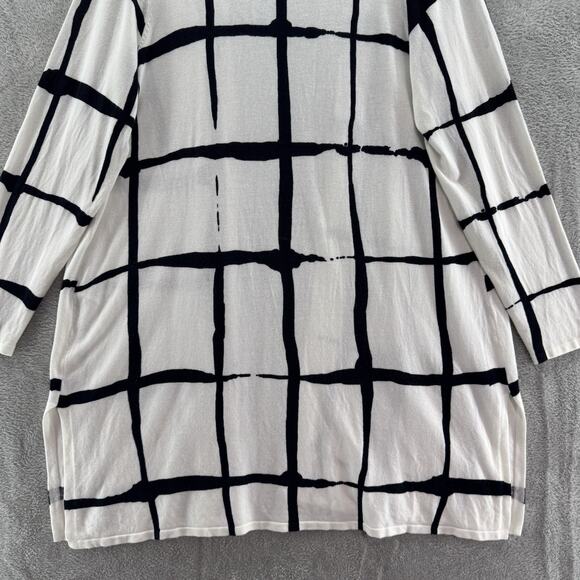 Chicos Cardigan Women 3 XL/16 White Black Abstract Long Open Front Long Sleeve - Picture 8 of 13